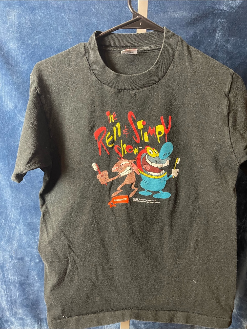 Vintage Nickelodeon Ren & Stimpy Black Graphic Tee - Retro Cartoon Shirt